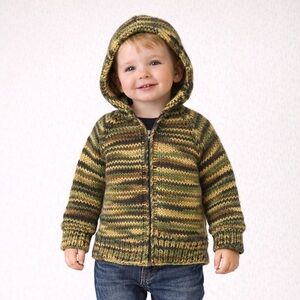 Striped Green and Brown Knit Hoodie